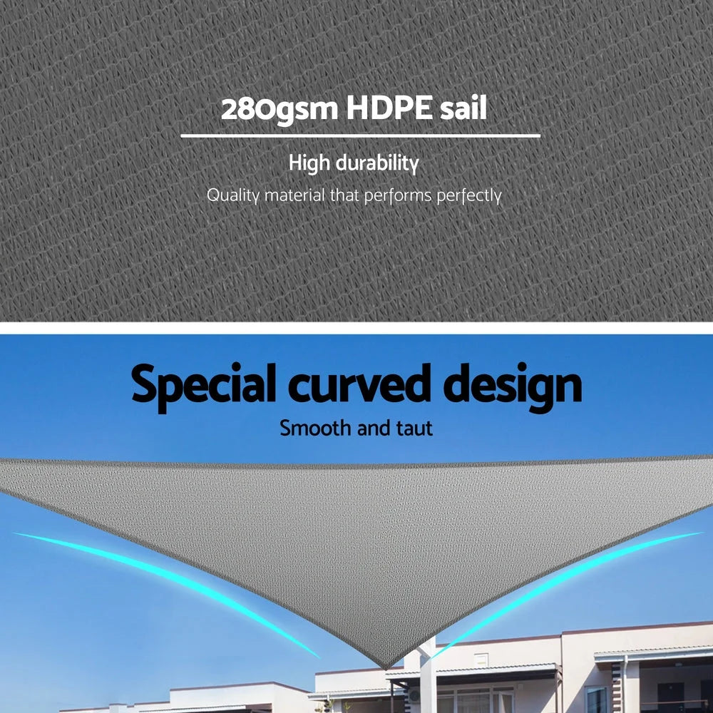 1m shade sail with woven surface and bound edging