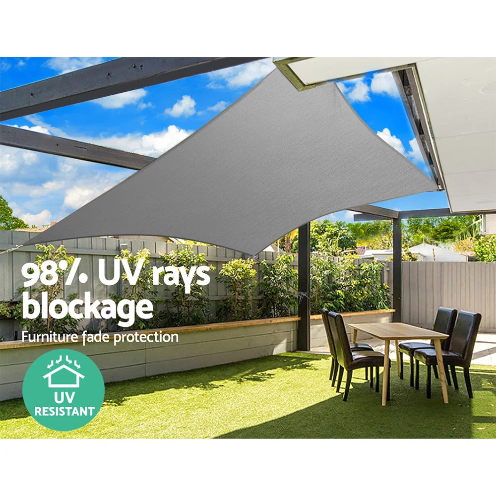 Shade Sail Rectangle 4x5M 280GSM 98% Grey Shade Cloth