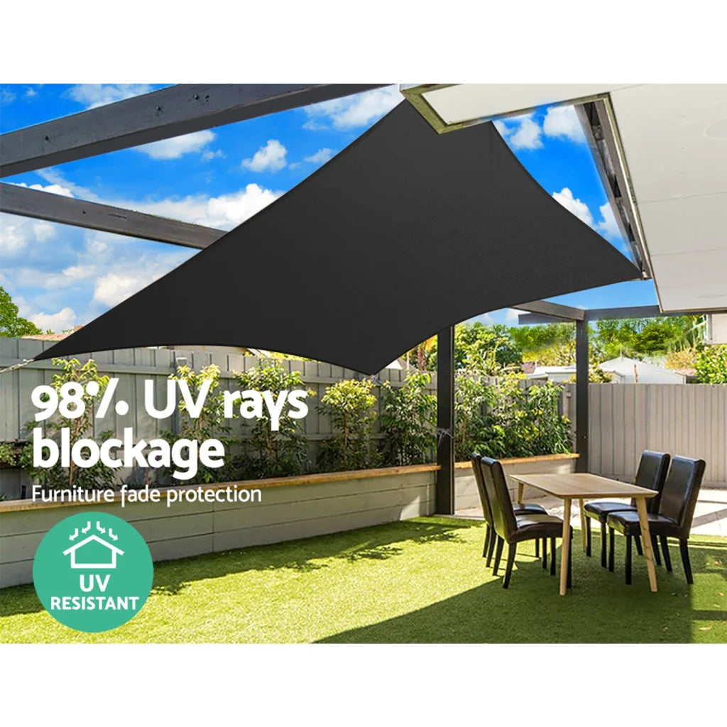 Shade Sail Rectangle 4x6M 280GSM 98 Black Cloth 903