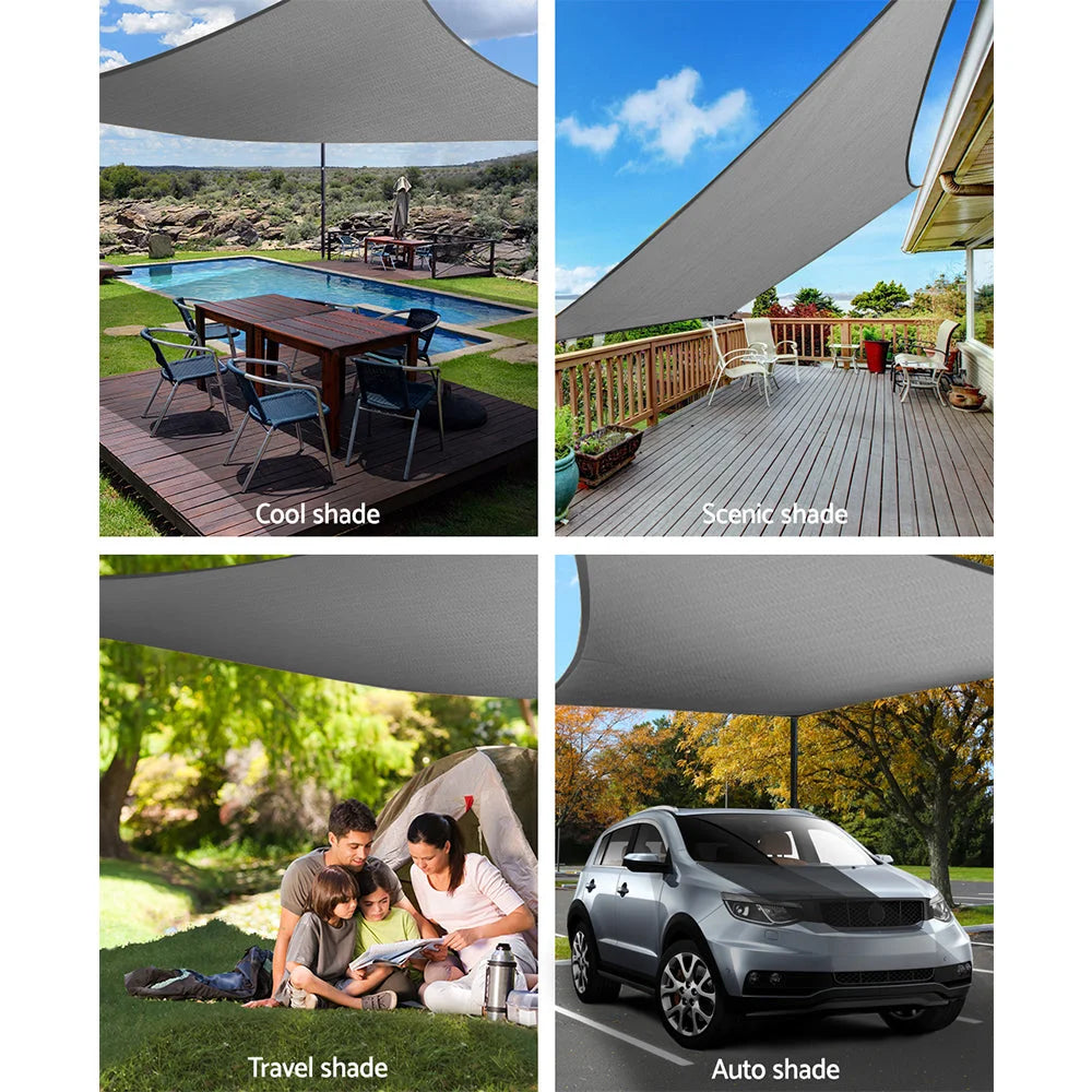 Shade Sail Square 3x3M 280GSM 98% Grey Shade Cloth