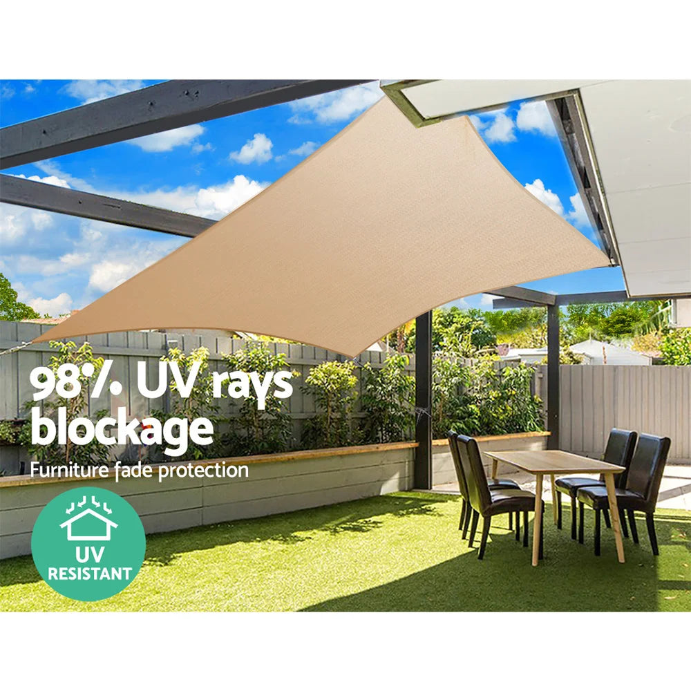 Shade Sail Sun Canopy 3x4m 280gsm Sand - Instahut
