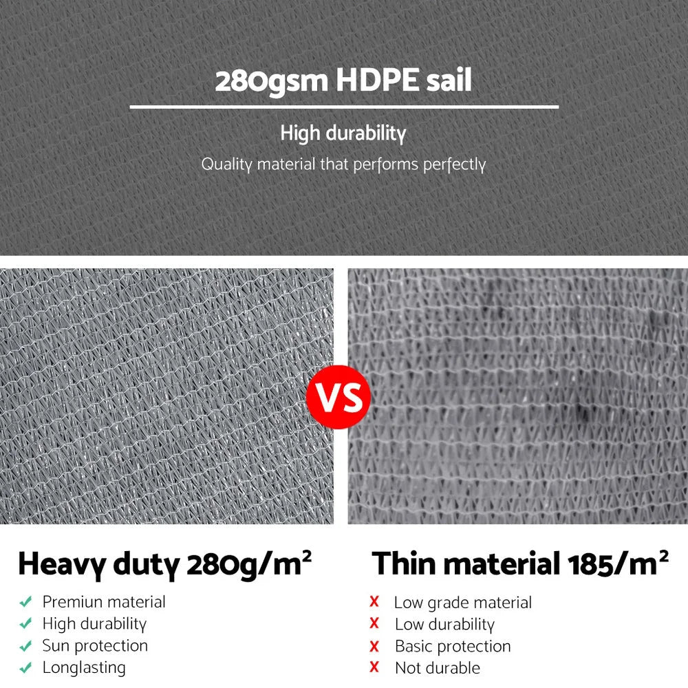 Shade Sail Triangle 3x3x4.3M 280GSM 98% Grey Shade Cloth