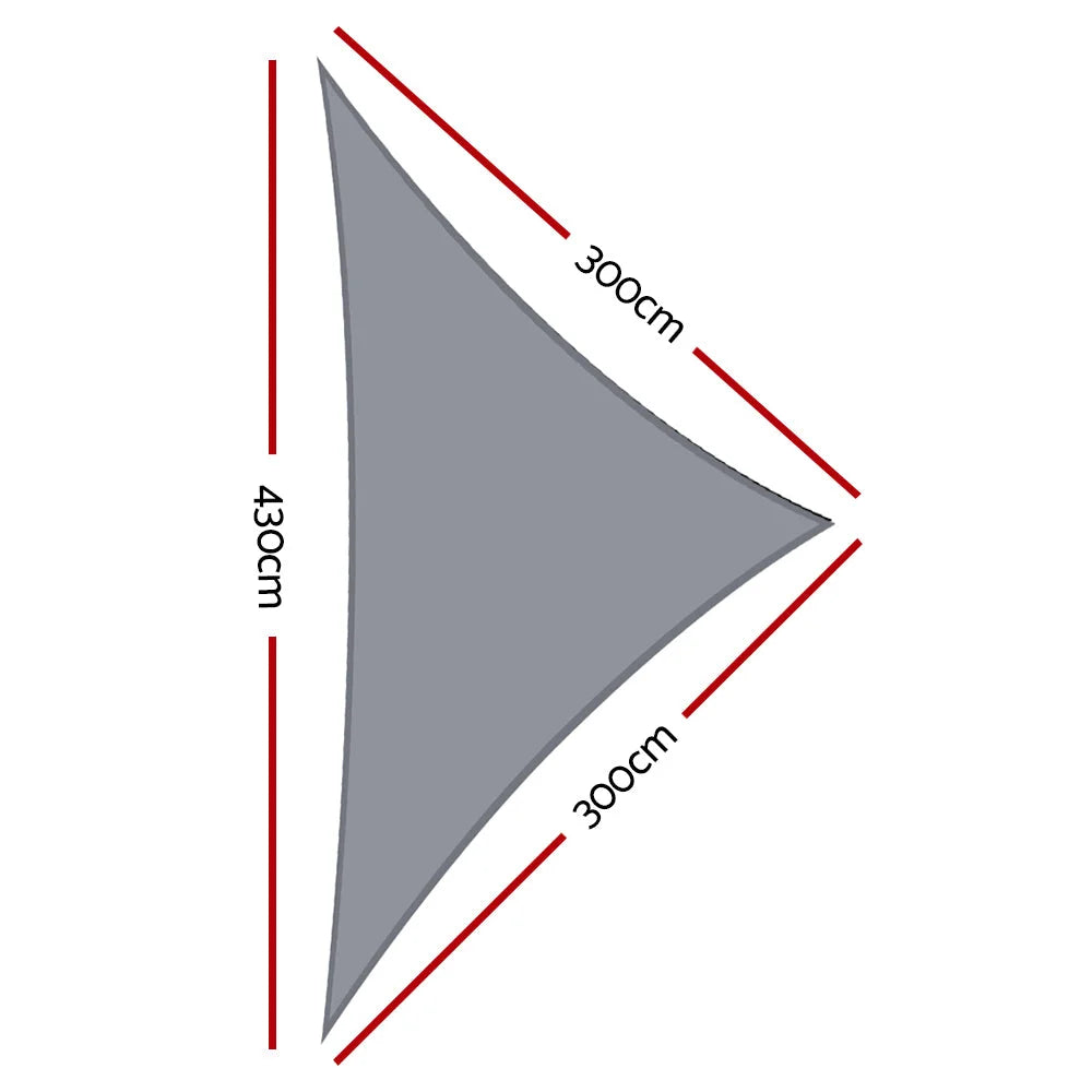 Shade Sail Triangle 3x3x4.3M 280GSM 98% Grey Shade Cloth