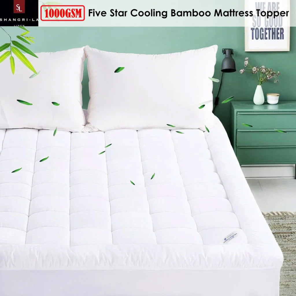 Shangri La 1000GSM Five Star Cooling Bamboo Mattress Topper