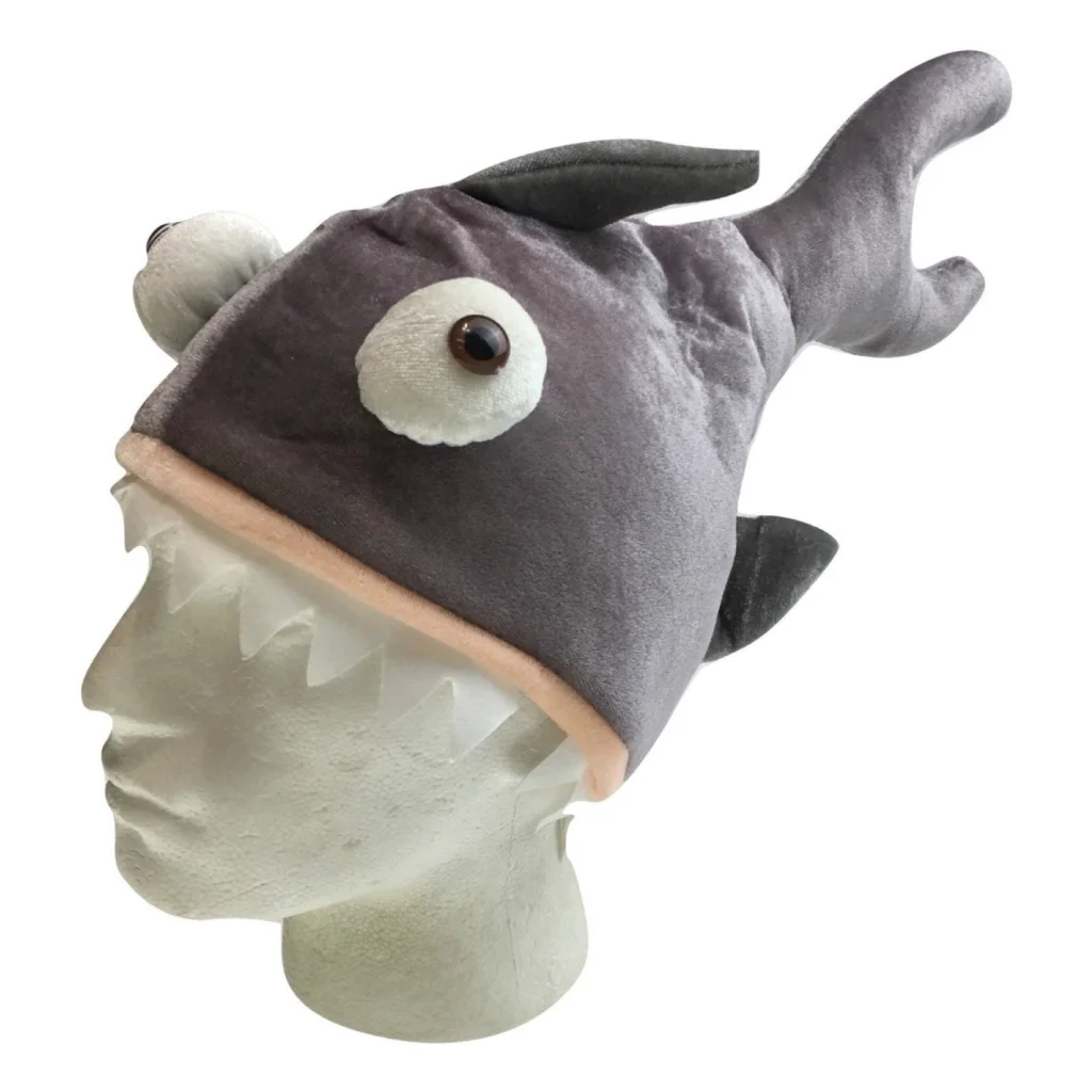 Shark hat costume with shape details and included parts