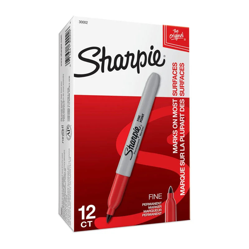 SHARPIE Fine Point Permanent Marker Red (Box of 12)