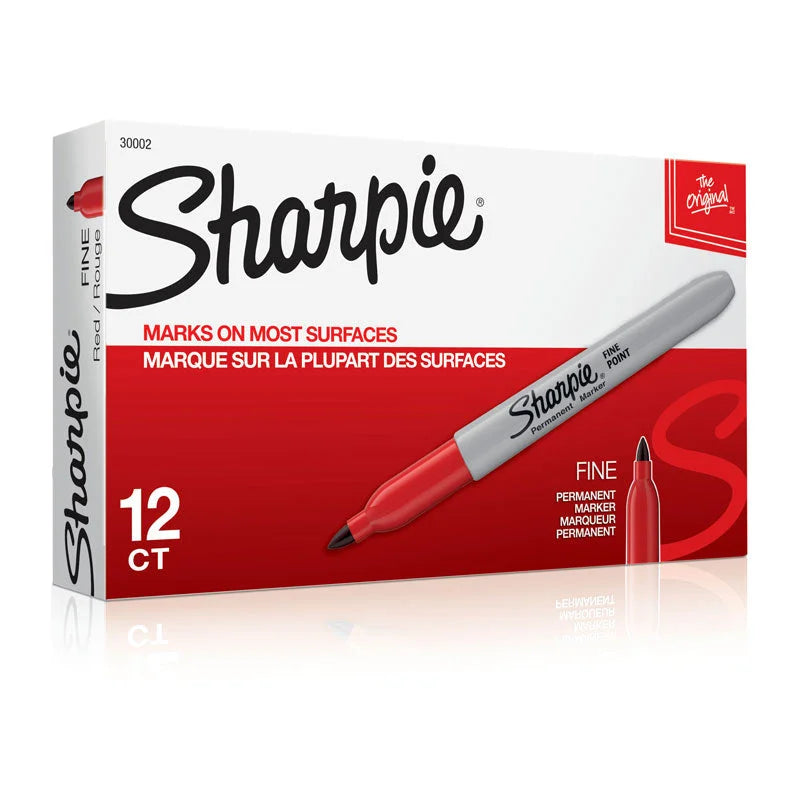 SHARPIE Fine Point Permanent Marker Red (Box of 12)