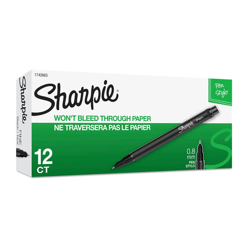 SHARPIE Fineliner Pen Black (Box of 12)