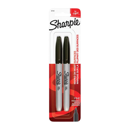 SHARPIE Permanent Marker Fine Point Black (Pack of 2 Box