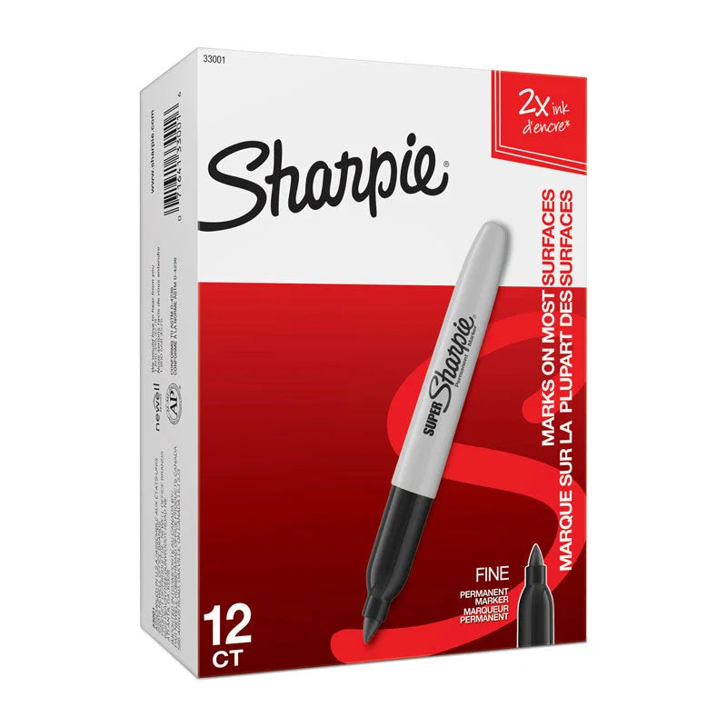 SHARPIE Super Fine Point Permanent Marker Black (Box of 12)