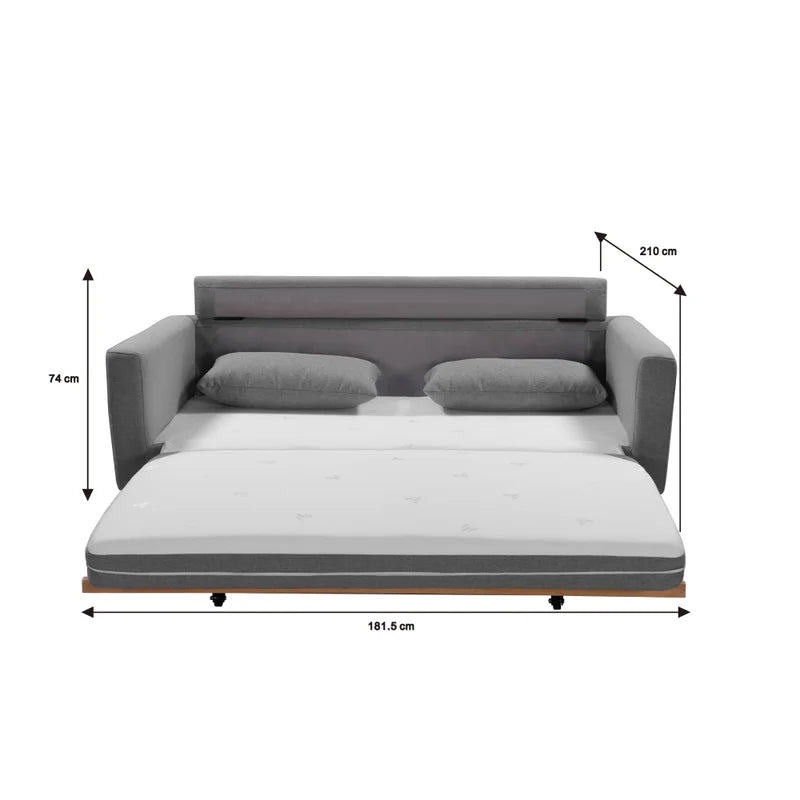SHASA 2-Seater Pull-Out Sofa Bed - Grey Celadon - Furniture