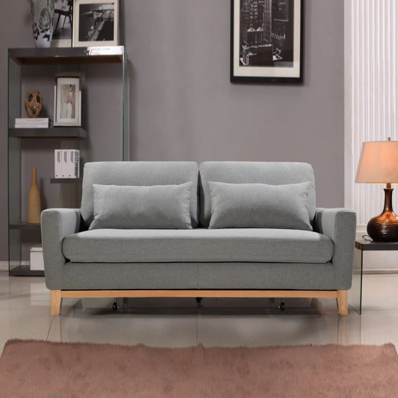 SHASA 2-Seater Pull-Out Sofa Bed - Grey Celadon - Furniture