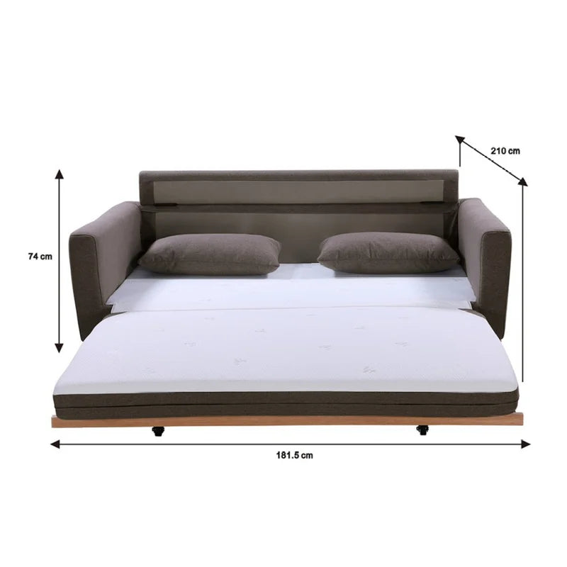 SHASA 2-Seater Pull-Out Sofa Bed - Grey Taupe - Furniture