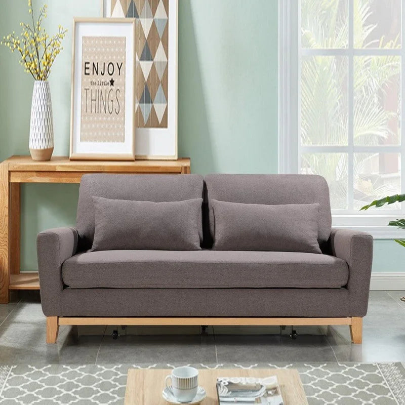 SHASA 2-Seater Pull-Out Sofa Bed - Grey Taupe - Furniture