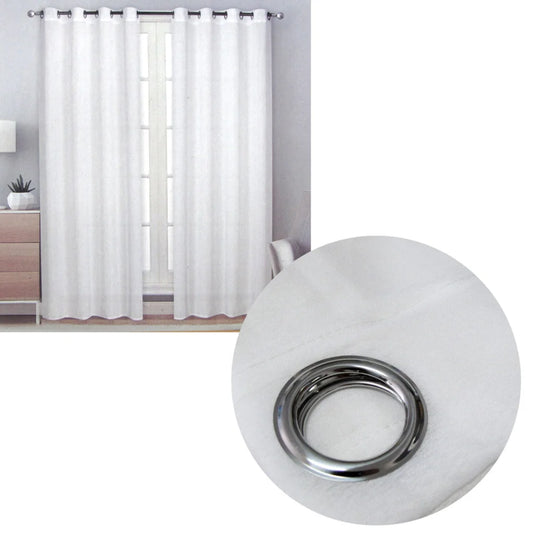 Sheer Eyelet Curtains Pair Solid Colour 137 x 213 cm