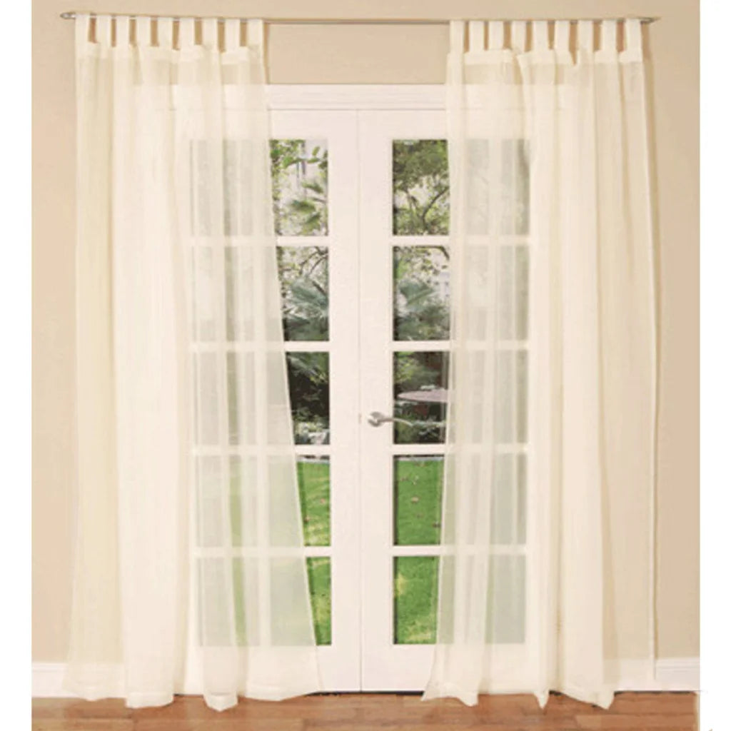 Sheer Mosquito Net Curtains Tab Top - 150 x 240 cm Cream