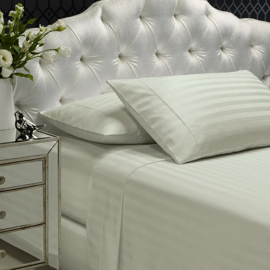 Sheet Set 1200TC Damask Stripe Cotton Blend - Queen Silver - Royal Comfort