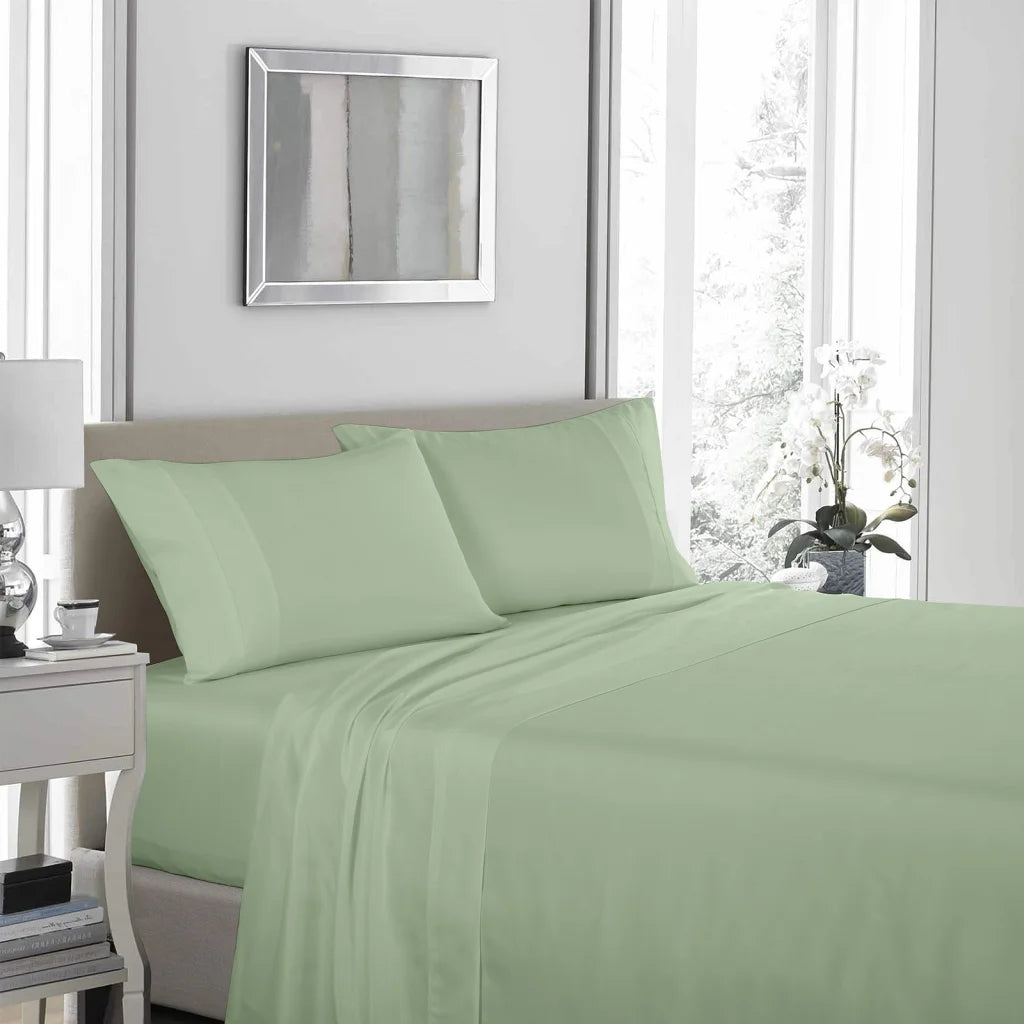 Sheet Set 1200TC Ultrasoft 4PC - Double Sage Green - Royal Comfort