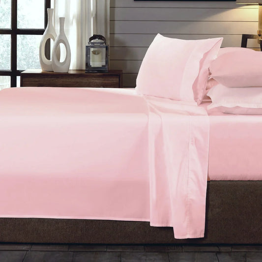 Sheet Set 250TC 100% Organic Cotton 4 Piece - Double Blush - Royal Comfort