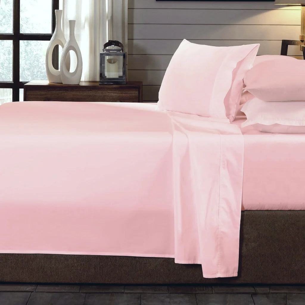 Sheet Set 250TC 100% Organic Cotton 4 Piece - King Blush - Royal Comfort