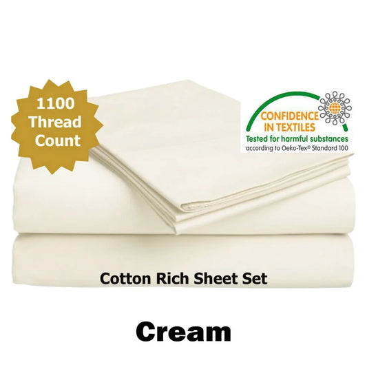 Sheet Set Accessorize 1100TC Cotton Rich Queen Cream - Home