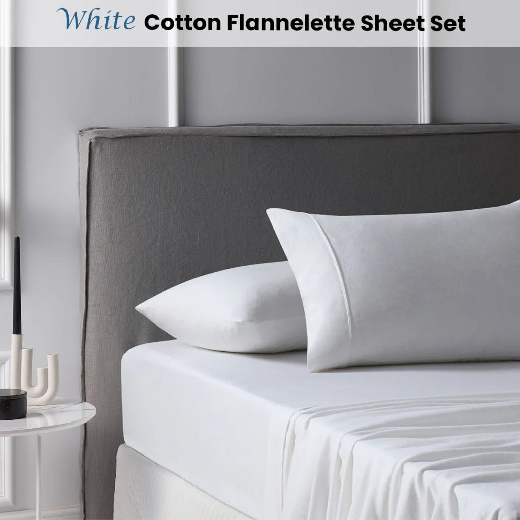 Sheet Set Accessorize Cotton Flannelette 40CM Wall - White