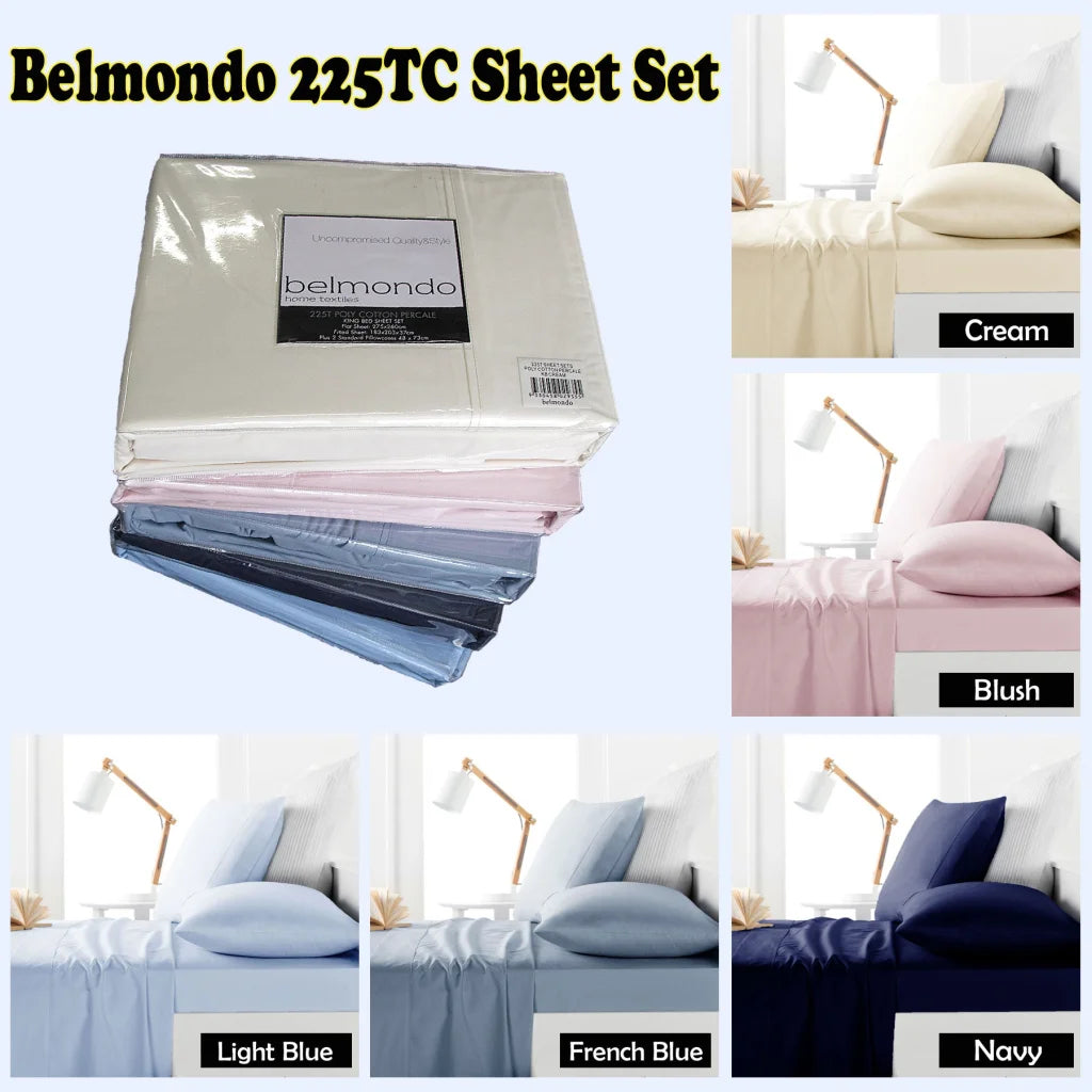 Sheet Set Belmondo 225TC Navy - Double - Home & Garden