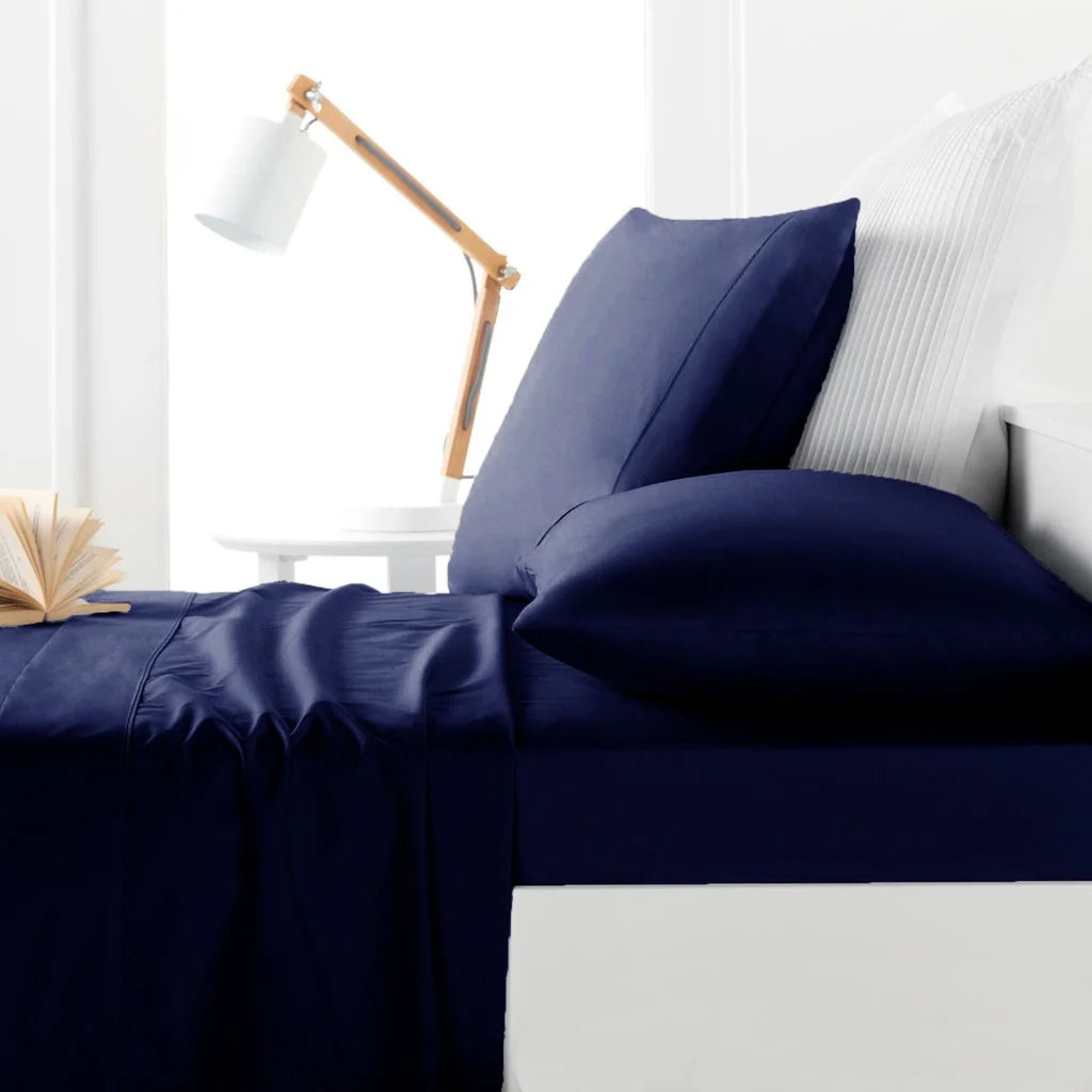 Sheet Set Belmondo 225TC Navy - Double - Home & Garden