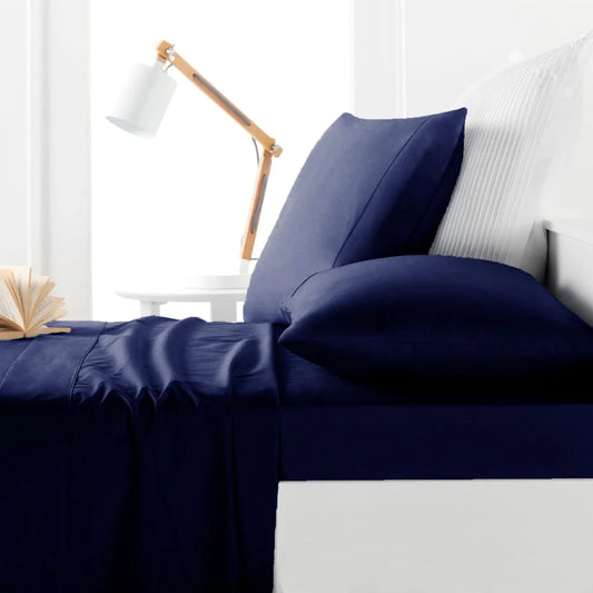 Sheet Set Belmondo 225TC Navy - Double - Home & Garden
