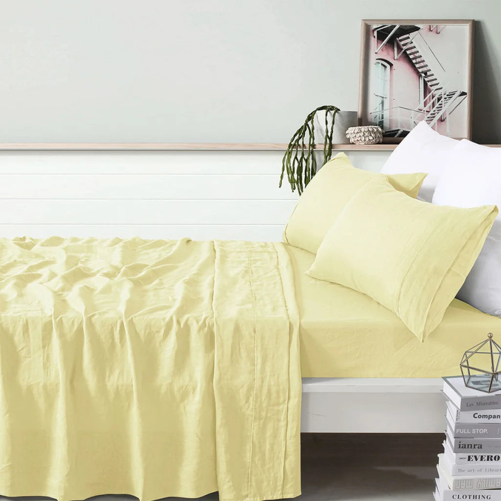 Sheet Set King Vintage Design Homewares 100% Butter - Home
