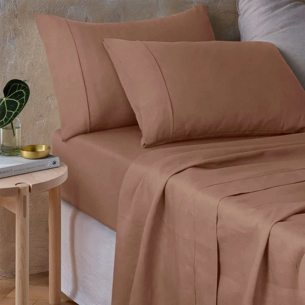 Sheet Set King Vintage Design Homewares Hazelnut 100% Hemp