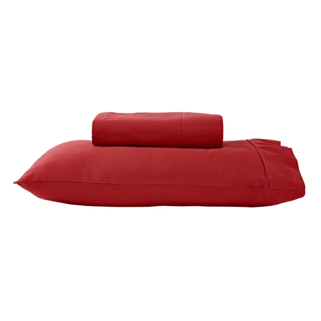 Sheet Set Polyester Cotton 50% 280TC Single Red - Home &