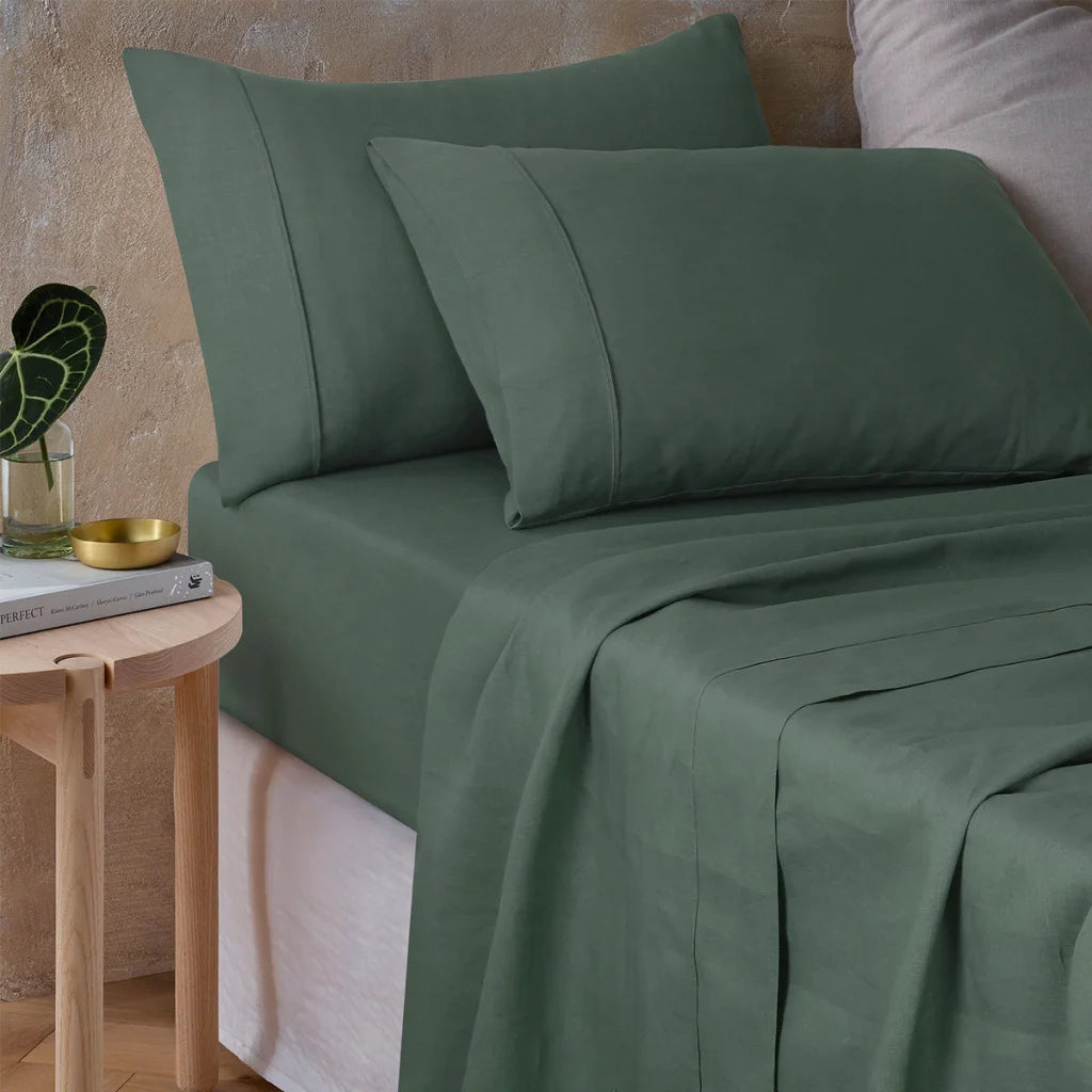 Sheet Set Queen Vintage Design Homewares Sea Green 100%