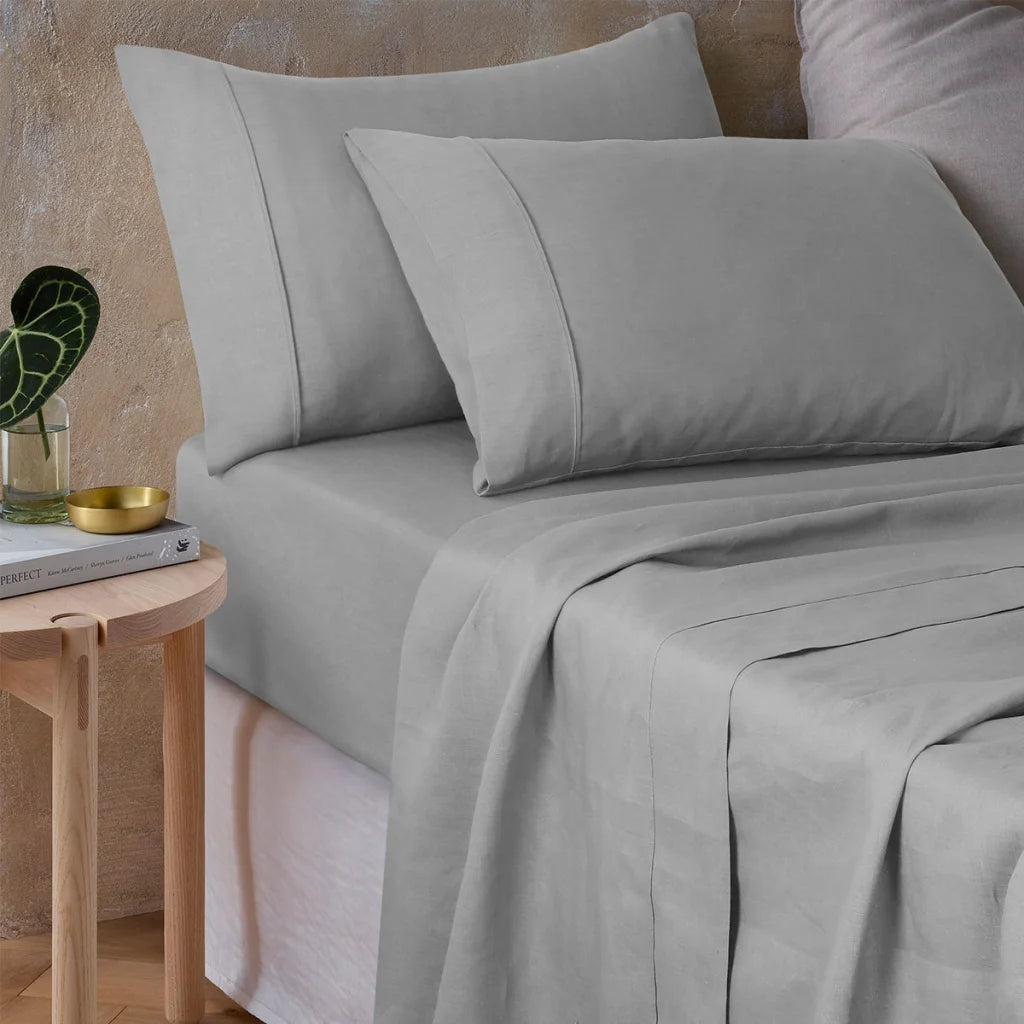 Sheet Set Queen Vintage Design Homewares Silver 100% Hemp