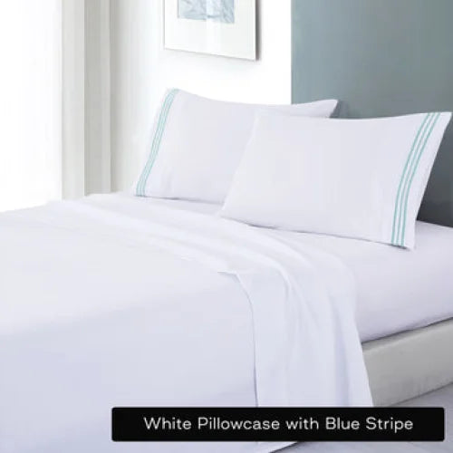 Sheet Set Soft Microfibre Embroidered Stripe King Single