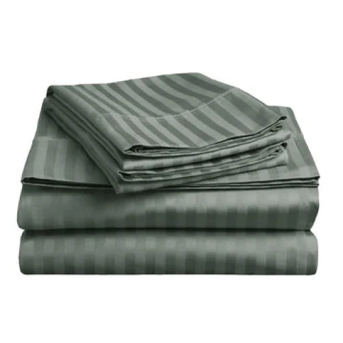 Sheet Set Soft Stripe Microfibre Double Charcoal - Home &