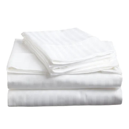 Sheet Set Soft Stripe Microfibre Queen White - Home & Garden