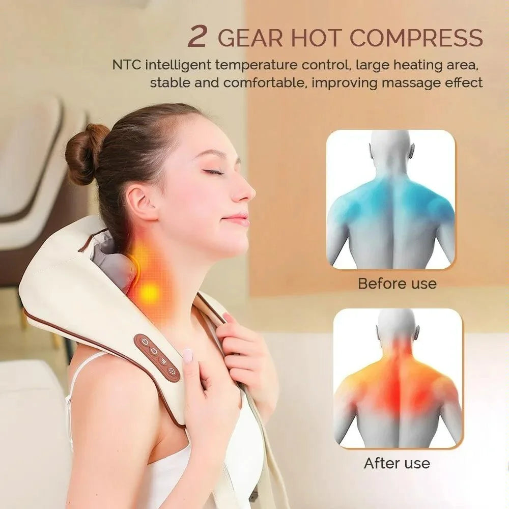 Shiatsu Neck & Shoulder Massager With Heat Electric - White