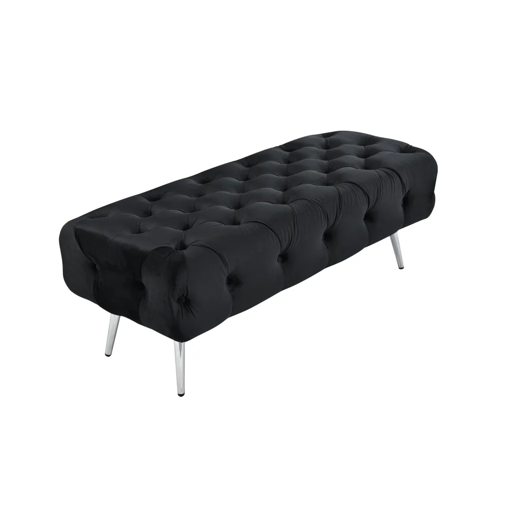 Shirley Ottoman Black Velvet - Furniture