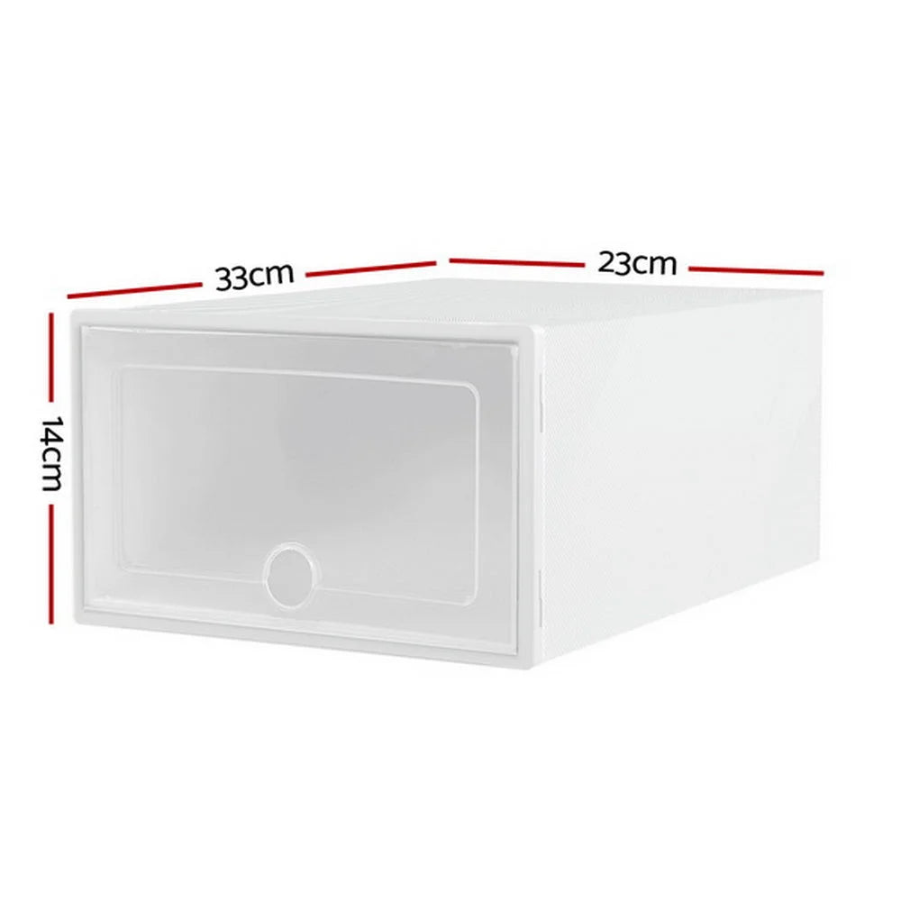 Shoe Box Set of 12 Stackable Plastic Storage Cabinet Cube