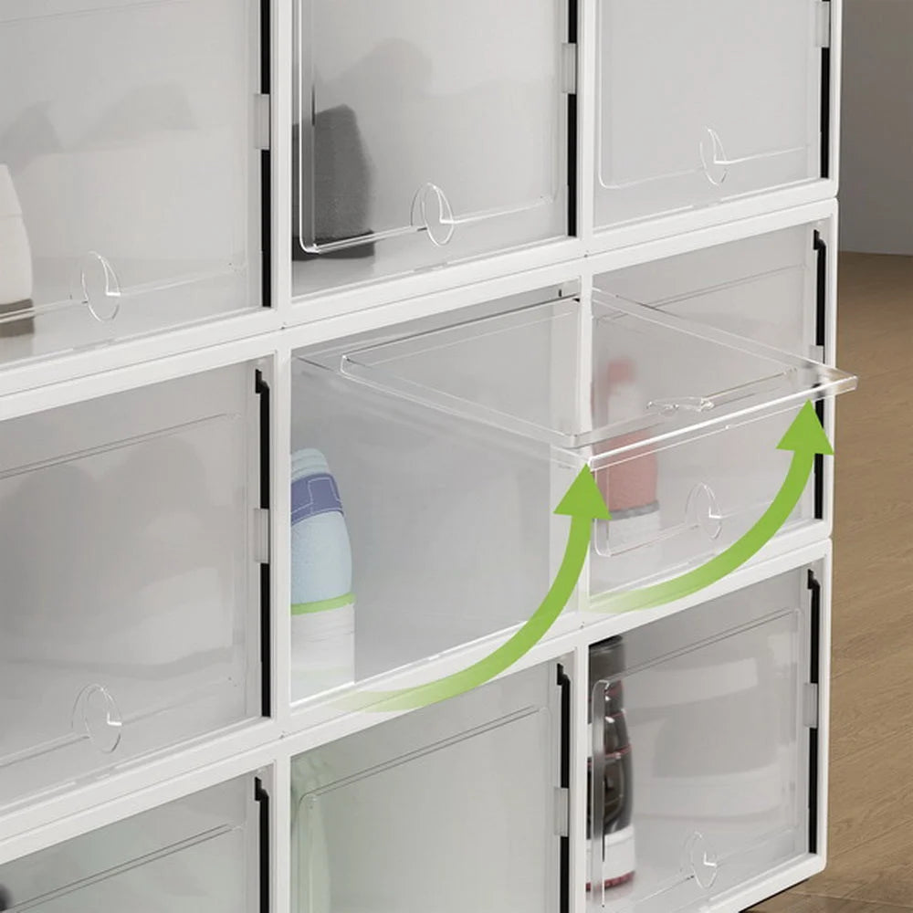 Shoe Box Set of 12 Stackable Plastic Storage Cabinet Cube