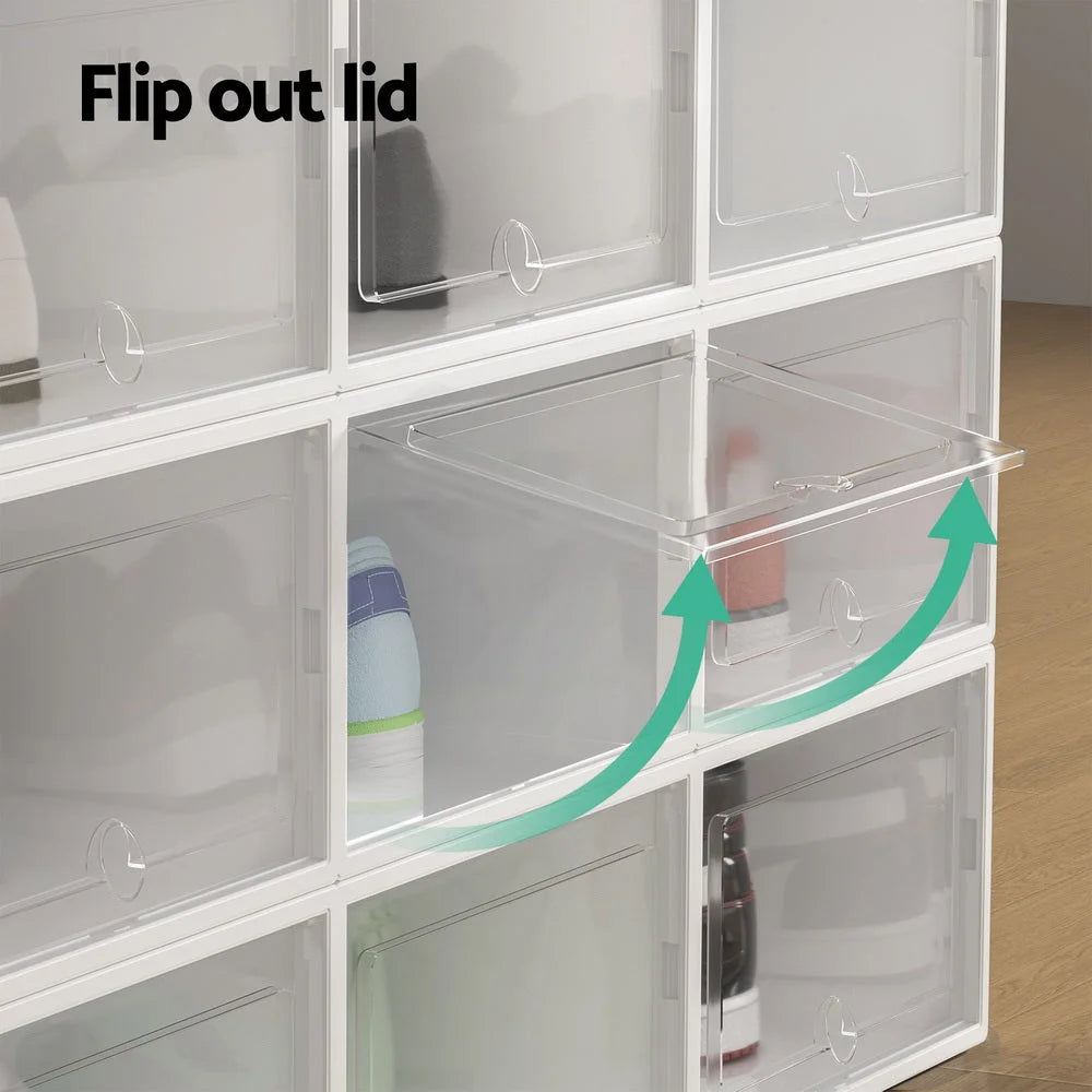 Shoe Box Set of 24 Stackable Plastic Storage Cabinet Cube