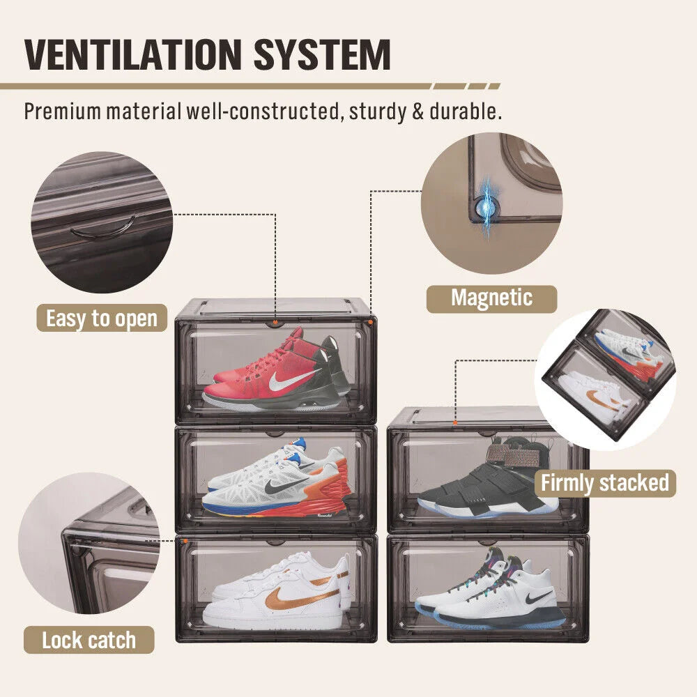 Shoe Box Sneaker Display Storage Case 10Pcs Premium Acrylic