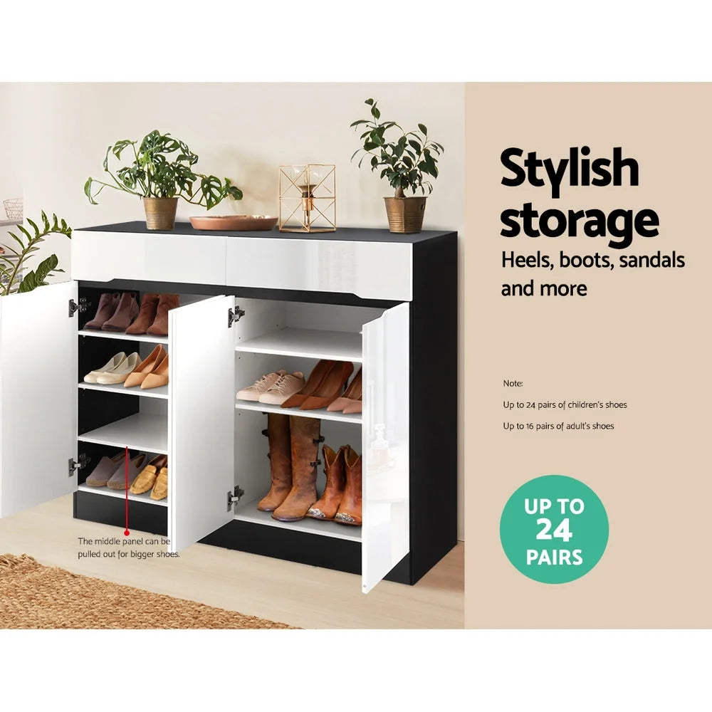 Shoe Cabinet 120cm High Gloss Storage Rack Cupboard Shelf