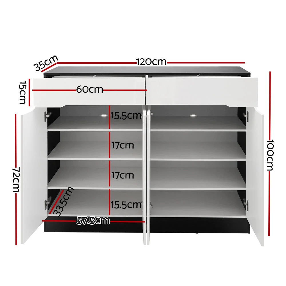 Shoe Cabinet 120cm High Gloss Storage Rack Cupboard Shelf
