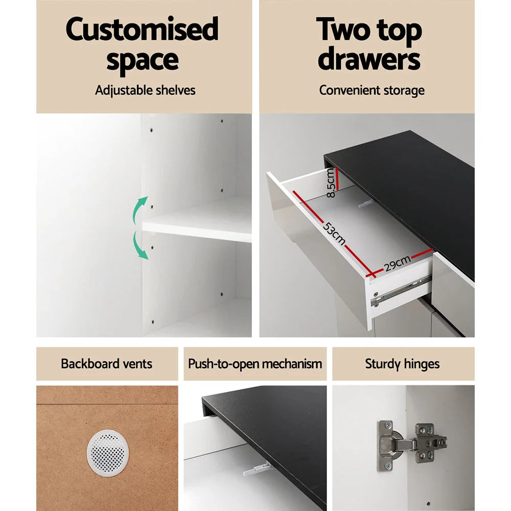 Shoe Cabinet 120cm High Gloss Storage Rack Cupboard Shelf