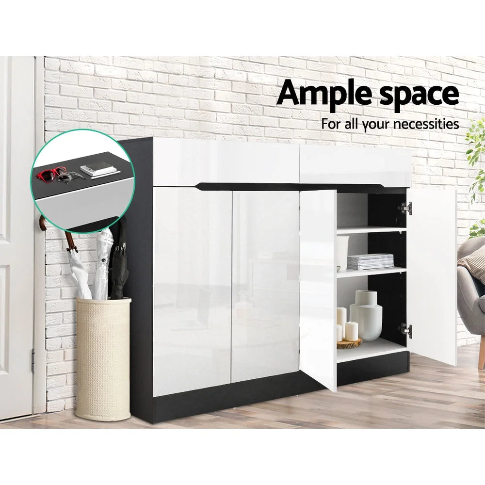 Shoe Cabinet 120cm High Gloss Storage Rack Cupboard Shelf