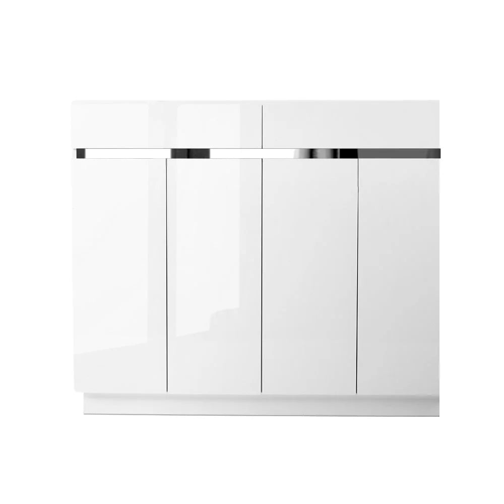 Shoe Cabinet 120cm High Gloss Storage Rack Cupboard White