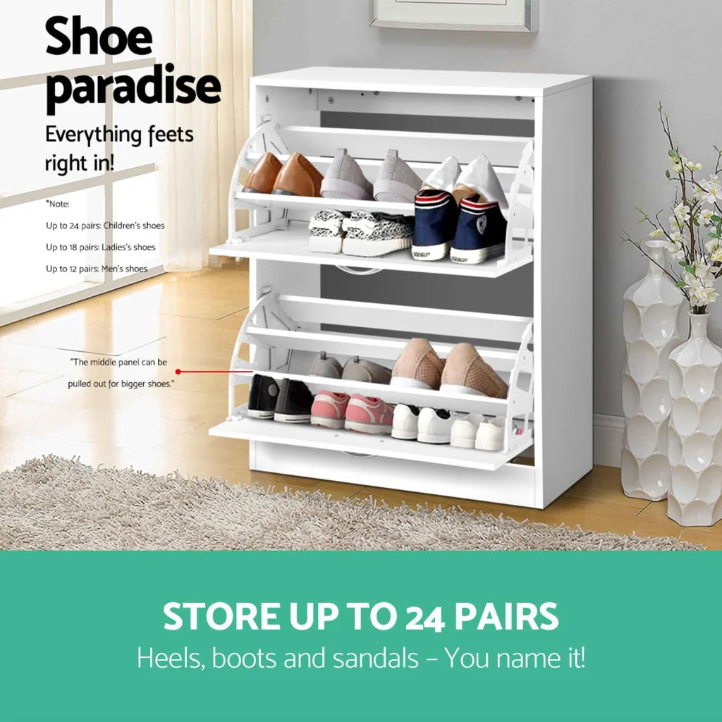 White shoe cabinet with surface detail shown