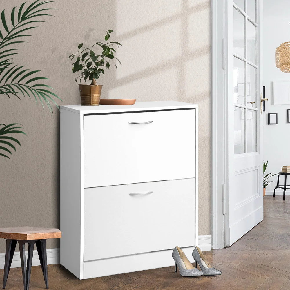 White 2 shoe cabinet with door